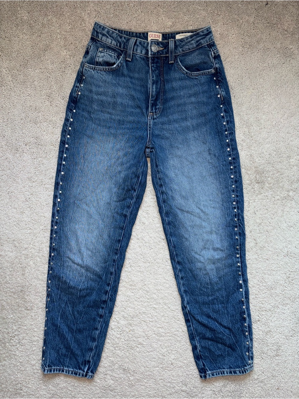 GUESS Tapered High Studded Bling Mom Jean